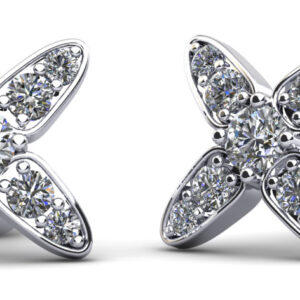 Marquise Flower Round Diamond Stud Earrings