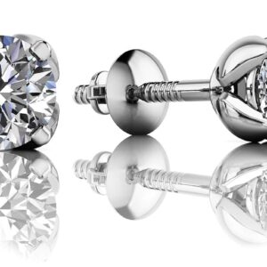 Tulip Diamond Stud Earrings in Gold or Platinum