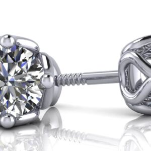 Tulip Diamond Stud Earrings in Gold and Platinum