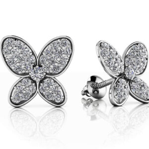 Charming Butterfly Diamond Studs Available In White Yellow Rose Gold Or Platinum