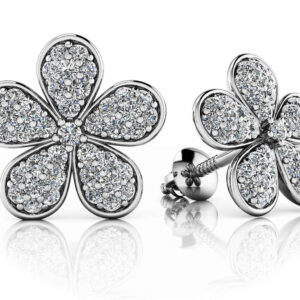 Diamond Flower Stud Earrings
