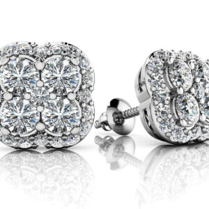 Lucky In Love Designer Stud Earrings In White Yellow Or Rose Gold