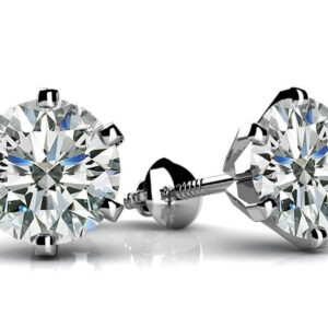Classic Six Prong Diamond Stud Earrings In White Yellow Gold Or Platinum