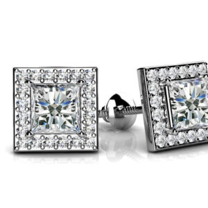Princess Designer Diamond Stud Earrings Available In Platinum Or Gold