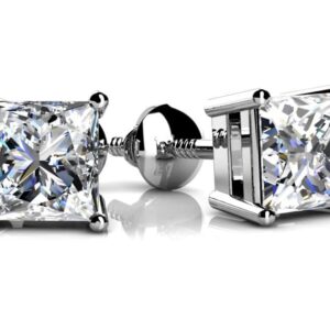 Princess Cut Diamond Stud Earrings In 18 Or 14K Yellow Gold White Gold Or Platinum