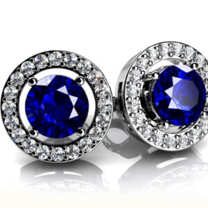 Legendary Round Gemstone Stud Earrings In Platinum Or Gold