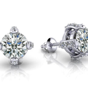 Royal Four Prong Diamond Studs Available In Platinum Or Gold