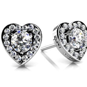 Diamond Heart Studs In Gold Or Platinum