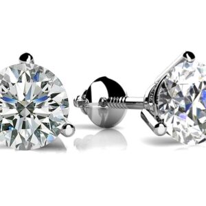 Classic Three Prong Diamond Studs In Rose Gold White Yellow Gold Or Platinum