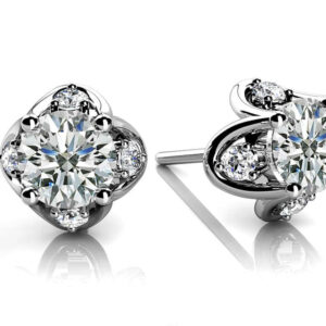 Tulip Diamond Studs In Yellow White Gold Or Platinum