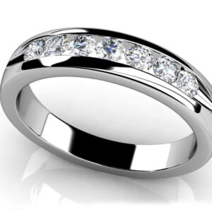 Seven Diamonds Channel Wedding Band Available In White Yellow And Rose