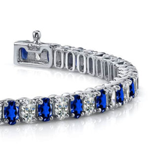 Ravishing Oval Diamond And Gemstone Bracelet In White Yellow Gold Or Platinum