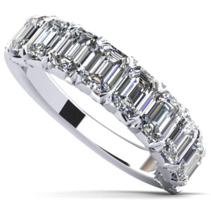 Concave Emerald Cut Diamond Anniversary Ring Available In Gold Or Platinum